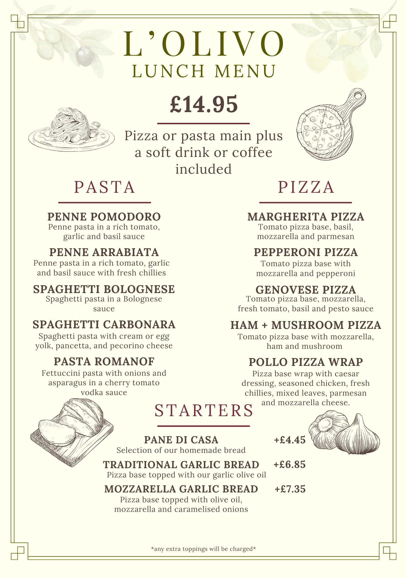 Lunch Menu at L'Olivo